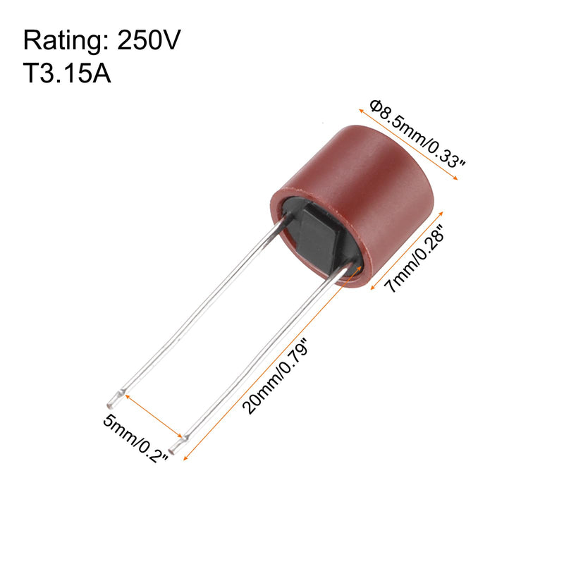 [Australia - AusPower] - QUARKZMAN Pack of 30 Cylindrical DIP Mounted Miniature Round Slow Blow Micro Fuse for Electronic Parts PCB LCD Repair, T3.15A 3.15A 250V, Red 3.15 A 