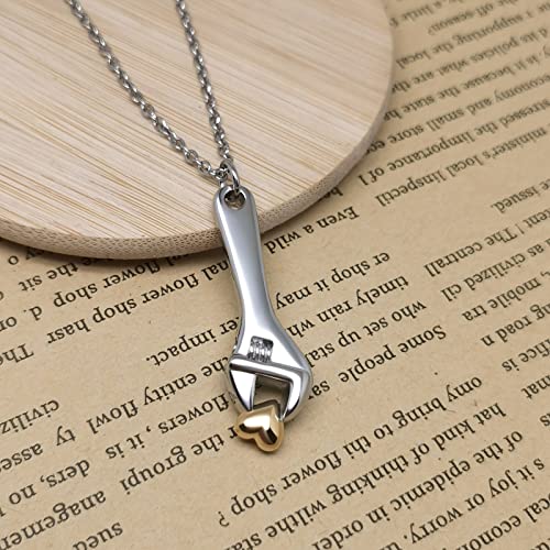 Wrench Cremation Urn Necklace for Ashes Carpenters Tool Cremation Jewelry Keepsake Memorial Jewelry Gift for Women Brother