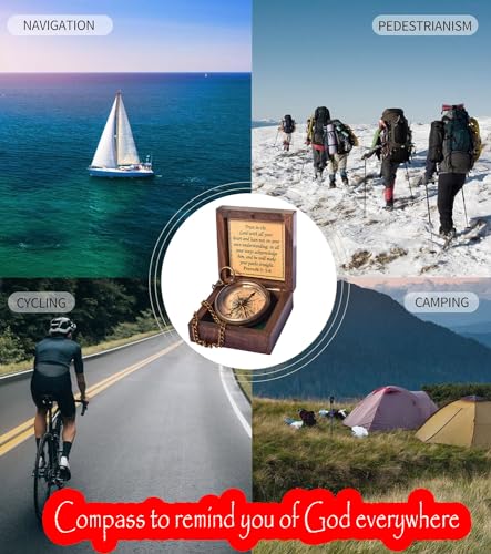 Trust in The Lord With All Your Heart - Proverbs 3:5-6 Quote Engraved Compass With Wooden Box, Greeting Card, Gift Compass, Graduation Day Gifts 2024 for Women Men Boys Girls #1 Trust in The Lord Compass -Proverbs 3: 5-6