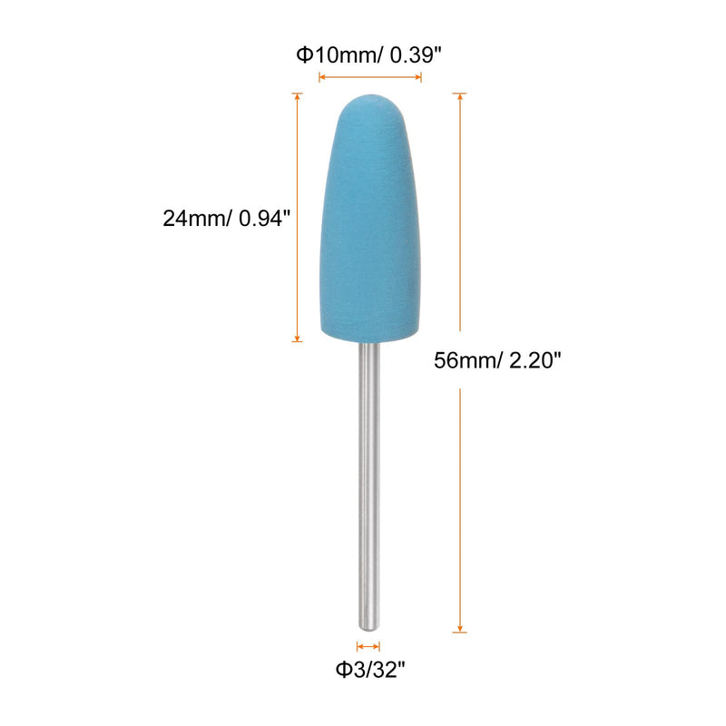 [Australia - AusPower] - sourcing map Rubber Polishing Bit Silicone Buffing Wheel 2000 Grit 10 mm Diameter Mounted Grinding Head for Electric Grinder Rotary Tool Cone Shape Pack of 10 blue 