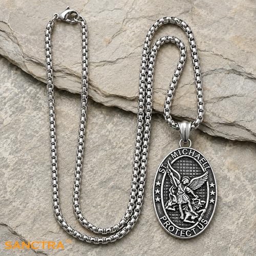 Saint Michael Protect Us Stainless Steel Necklace for Men