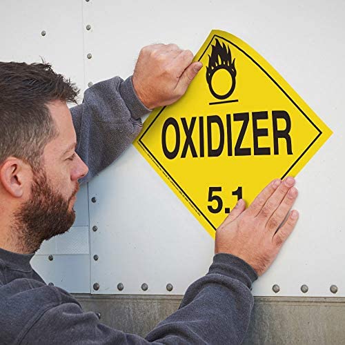 Division 5.1 Oxidizer Placard, Worded 25-pk. - 10.75" x 10.75" Removable Self Adhesive Economy Vinyl for Short-Term Applications, DOT Hazmat Compliant, J. J. Keller & Associates, Inc.