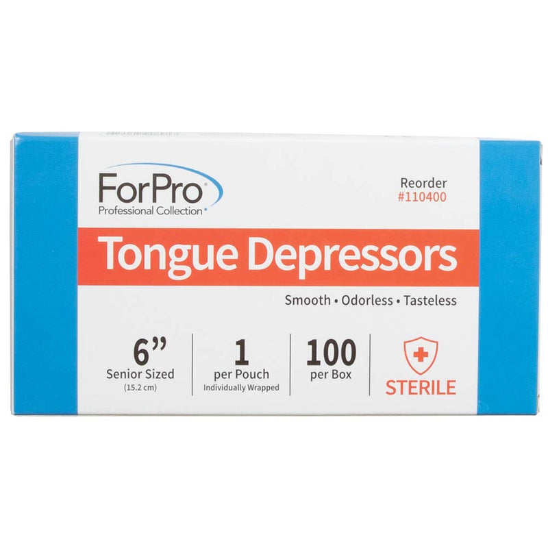 [Australia - AusPower] - ForPro Professional Collection Senior Tongue Depressors, Large Wax Applicator Sticks, 6" Senior Sized, Sterile, Individually-Wrapped, 100-Count" X-Large (Pack of 1) 