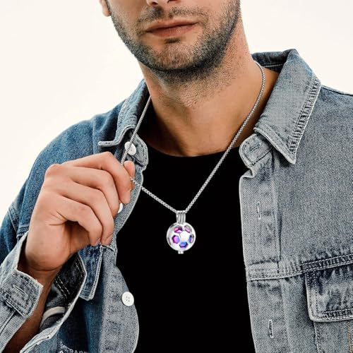 Hearbeingt Hollow Soccer Urn Necklaces for Ashes Football Cremation Jewelry Colorful