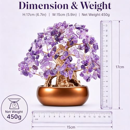 Natural Amethyst Crystal Tree, Handmade Crystal Money Tree for Home Decor