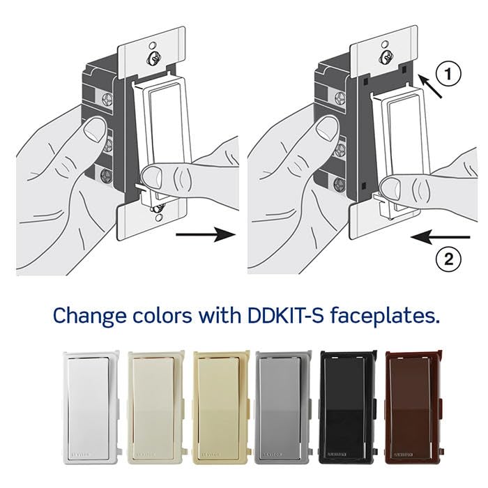 Leviton Decora Smart Switch with Z-Wave Technology, DZ15S-R52, White with Ivory and Light Almond Faceplates