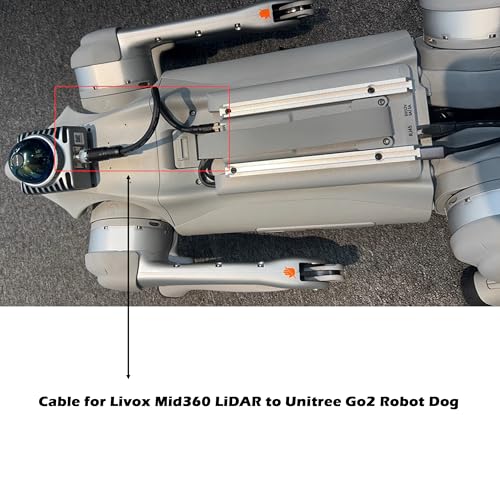 Cable for Livox Mid360 LiDAR to Unitree Go2 Robot Dog, M12 Aviation A-Coded 12 Pin Female Right Angle to M8 6pin Connector, 50cm 50 cm L-shaped connector