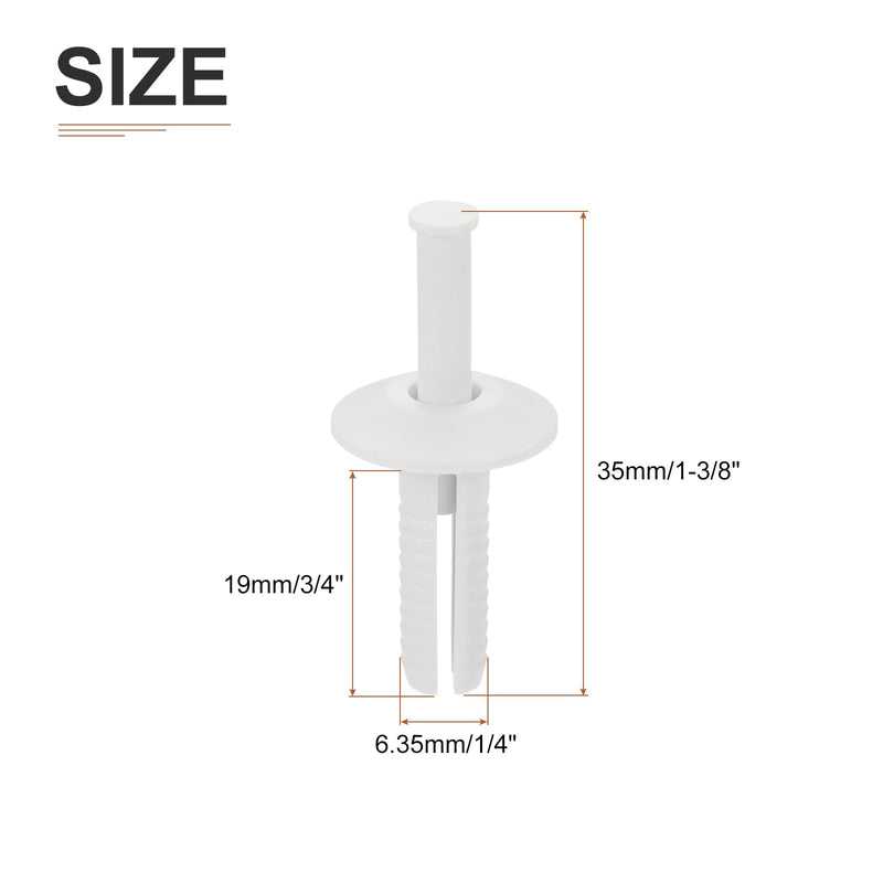 [Australia - AusPower] - 1/4" x 3/4" (D x L) Nylon Nail Drive Anchors - 100Pack - Good for Mechanical Equipment - Mushroom Nail Drive Anchors - White 1/4" x 3/4" 100 