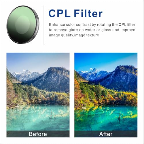 BLAUOCHI Variable ND Filter Set Compatible with Insta360 Go Ultra, 6 Pack UV/CPL/ND8/ND16/ND32/ND64 Neutral Density Filter for Insta360 Go Ultra