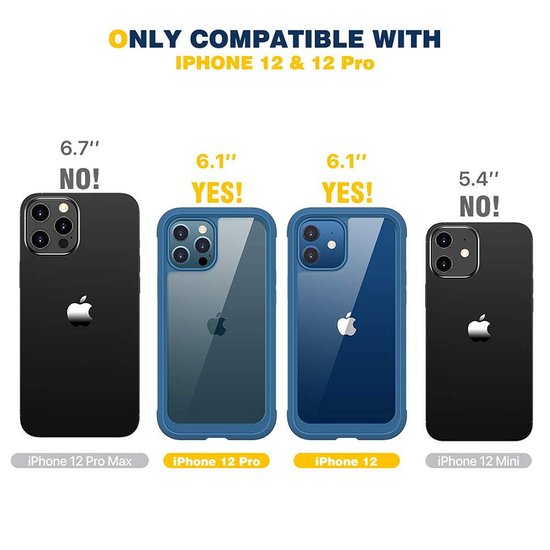 [Australia - AusPower] - Diaclara Designed for iPhone 12/12 Pro Case, Full Body Rugged Case with Built-in Touch Sensitive Anti-Scratch Screen Protector, Soft TPU Bumper Case for iPhone 12/12 Pro 6.1" (Blue and Clear) iPhone 12 & iPhone 12 Pro 6.1" Blue and Clear 