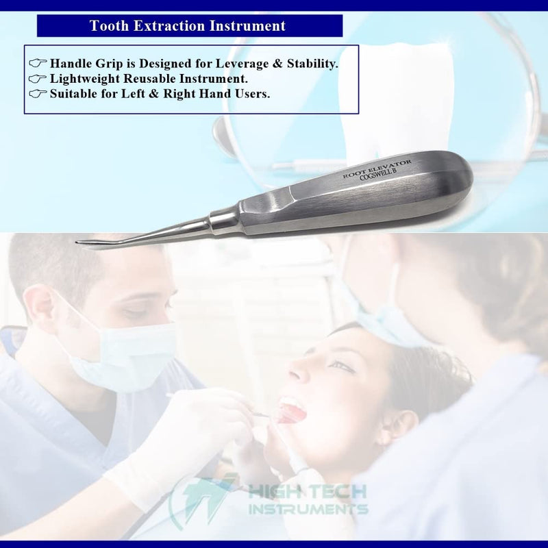 [Australia - AusPower] - Dental Elevator Cogswell B for Tooth Molar Root Extraction Made of Stainless Steel with Hollow Handle Surgical Implant Luxating Instruments 