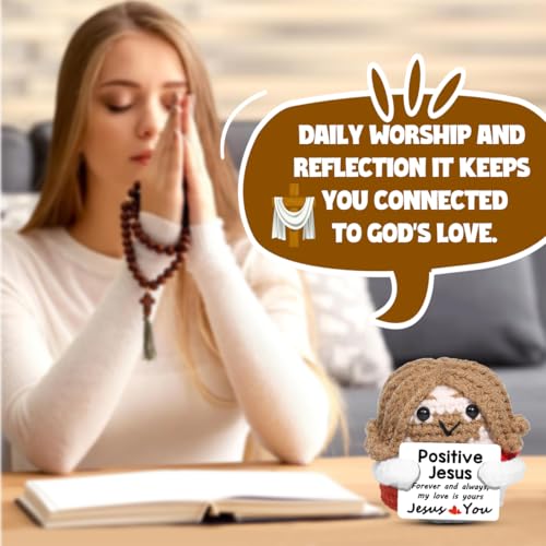 AICase Easter Basket Stuffers Decor Jesus Christian Gifts For Women Positive Crochet little Jesus Figures Emotional Support Nuggets Bible Catholic Religious Spiritual Faith God Baptism Gifts Positive Jesus