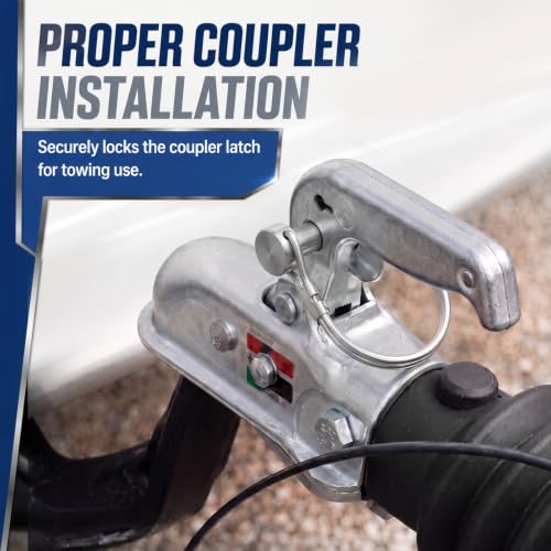 Hicarer 3/8 x 2-3/4 inch stainless steel trailer coupler pins with wire retainers, 6-pack beside hitch hardware
