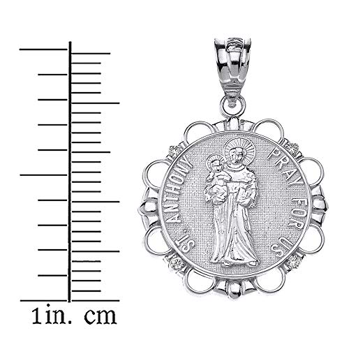 Claddagh Gold Sterling Silver Round Saint Anthony Patron of Lost Articles Medal CZ Pendant Necklace 18.0 Inches