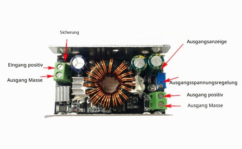 Boost Converter, Adjustable DC Voltage Converter, Step-Down Converter, Power Transformers, Input 10-90V, Output 2-60V, 70 x 38 x 31 mm