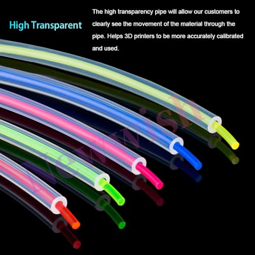 3 Meters PFA Tube Kit ID 2mm X OD 4mm,PTFE Teflon Bowden Clear Tube for 1.75mm Filament,3D Printer Transparent Tubing with PC4-M6 Connector X5,PC4-M10 Pneumatic Fittings X5,Bowden Collet X5. 3 Meters Kit