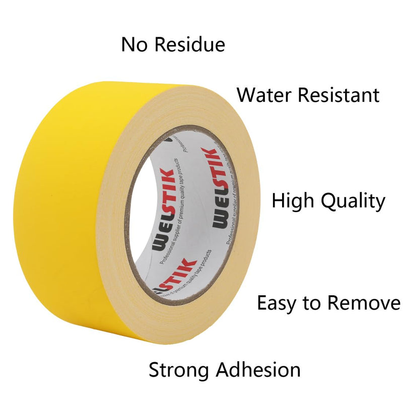 WELSTIK 2 Pack Gaffer Tape Yellow,2" X 33 Yards-10% Longer-Heavy Duty Gaffer Floor Tape Matte Finish for Film Schools, Box-Sealing,Non-Reflective Easy to rip 2"X 33 Yards