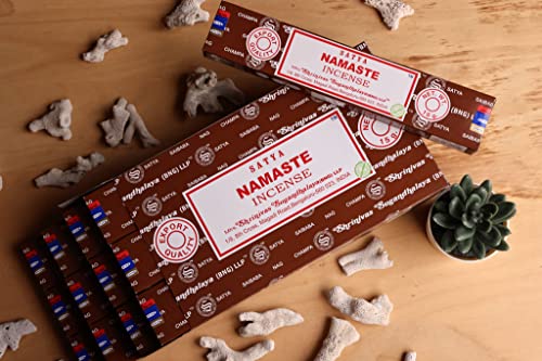 EARTH Satya Namaste Incense Sticks 15 GMS (Pack of 12) (Green Certified) Indian Perfumed Hand Rolled Agarbatti Perfect for Worship,Relaxation, Medication.