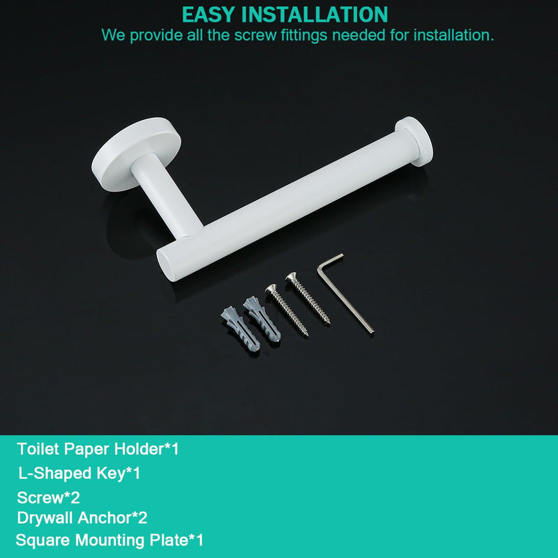 White Toilet Roll Holder Bathroom Toilet Paper Holder Wall-Mounted TP Toilet Tissue Holder White