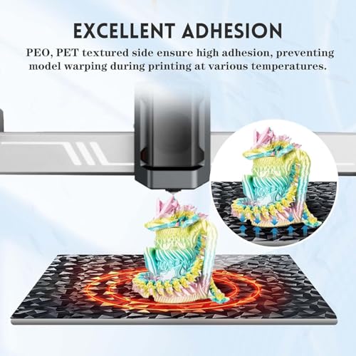 IdeaFormer PEO/PET Federstahl-Druckplatte 230×230 mm, doppelseitige flexible 3D-Druckplatte mit Rauten- und Kohlefasermuster, ohne Magnetunterlage für Anycubic Kobra 2 Serie und Artillery Genius 230x230mm PEO+PET No Magnetic Plate