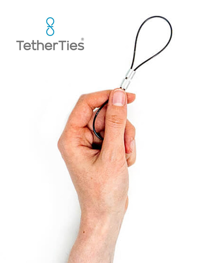[Australia - AusPower] - Heavy Duty Cable Lock: A Tamper-Resistant, Pre-Assembled Stainless Cable Tether Kit for Computers, Adapters & Dongles - Includes a Free Crimping Tool for Easy Installation (Black, 5 Pack) 5 Pack Heavy Duty TetherTies Black 