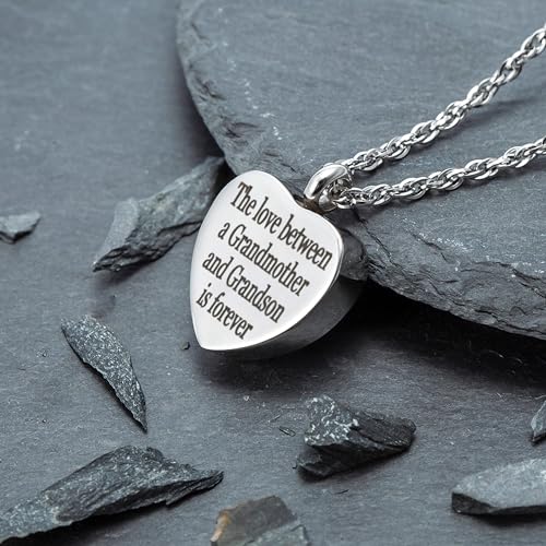 Gredstar Urn Necklace for Ashes,Grandmother and Grandchild Memorial Pendant silver
