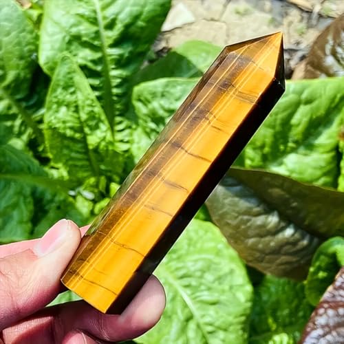 Tiger Eye Crystal Wand 3.5-4 Inch Natural Polished Hexagonal Point Reiki Energy Stone for Meditation Therapy and Healing 1Pc Tiger Eye