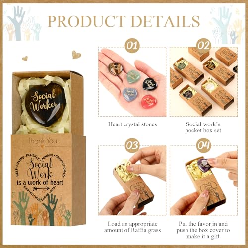 Motipuns 20 Sets Social Worker Appreciation Gifts Heart Pocket Hug Stones