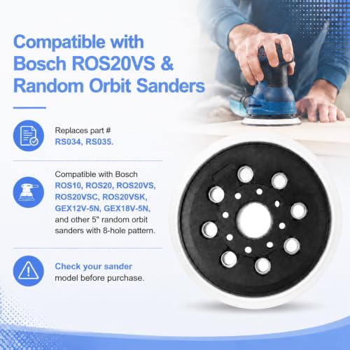 CRESCENTURE 4-pack 5-inch orbital sander pad and foam kit compatible with Bosch ROS20VS