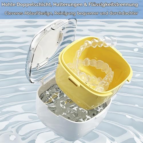 Braces box, denture box, denture box | Easy to clean, filterable, large capacity Pink Light Blue