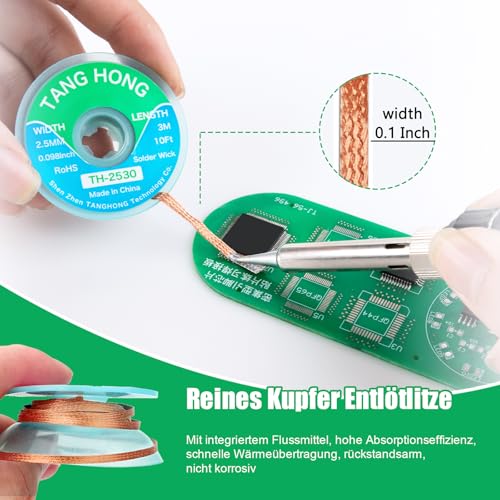 TH-336 Flux Soldering, 100 g, No-Clean Lead-Free Rosin Flux (1 Piece), 2.5 mm/3 m Desoldering Braid (Pack of 1), Suitable for Mobile Phone Soldering, BGA, Household Appliance Repairs 2-piece set
