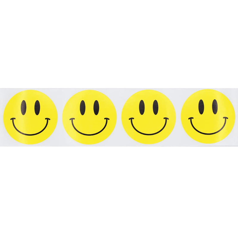 Happy Face Stickers – Yellow 2 Inch Round Labels, 500 Total Adhesive Stickers on a Roll for Teachers, Rewards, Crafts, Scrapbooking, and Motivation – Made in the USA