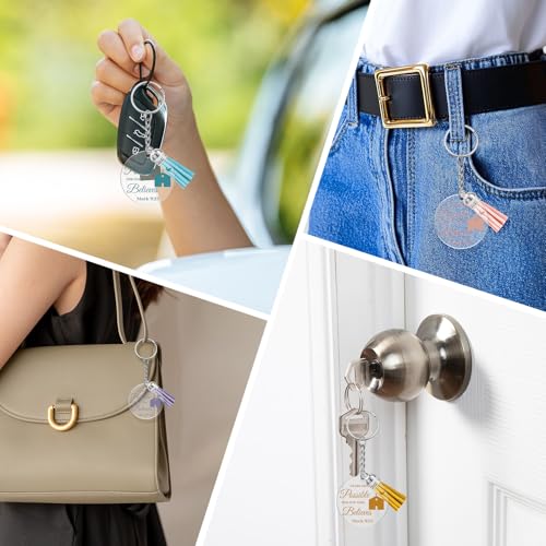 Ximalun 8 Pcs Acrylic Christian Keyrings Inspirational Bible Verse Keyrings Bulk Religious Scripture Gifts Christian Gifts for Women Men Friends Family Coworker Teacher Student Church Members
