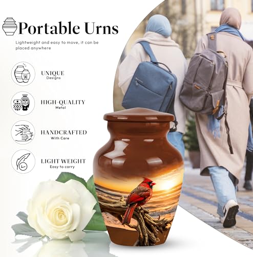 Cardinal Bird Urns - Small Urns for Human Ashes - Memorial Keepsake 3 Inch