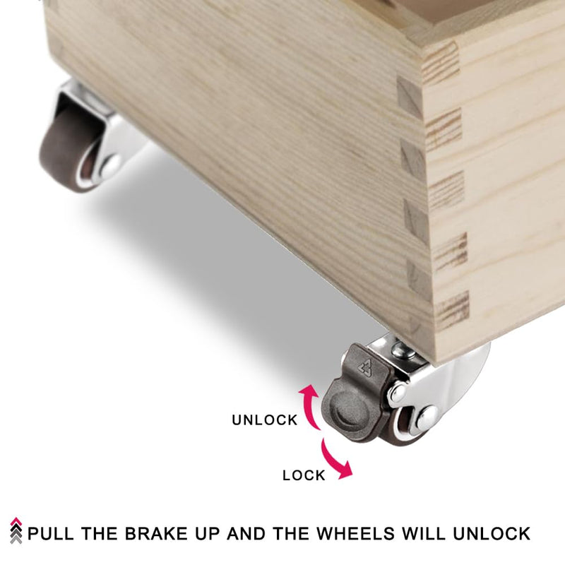 [Australia - AusPower] - Small Caster Wheels 1 Inch, Low Profile 360 Degree Swivel Casters Set of 4, Little Rubber Base Rolling Plate Caster Wheels for Small Furniture(2 with Brakes & 2 Without),No Noise 