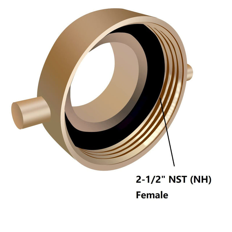 [Australia - AusPower] - Fire Hydrant Adapter, 2-1/2" NST (NH) Female x 2" NPT Male Brass Fire Hose Hydrant Adapter with Pin Lug Fire Equipment Fitting Nipple for Fire Hydrants, Hoses, Pipes 2-1/2" NH Female x 2" NPT Male 