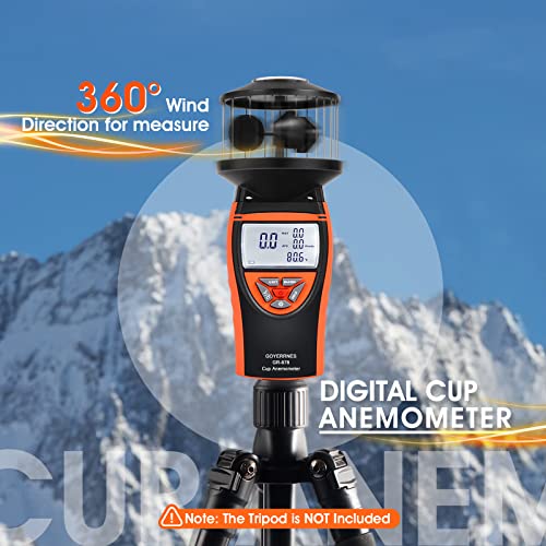 Handheld Wind Gauge, GR-878 Digital Anemometer Shows Wind Temperature, Air Volume, Wind Speed/Direction with LCD Backlight and Compass for HVAC Weather Monitoring