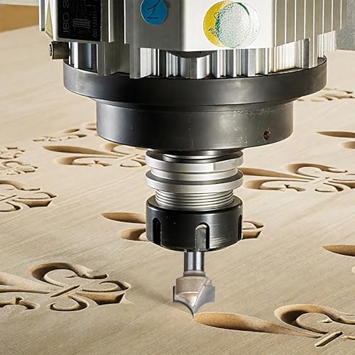 HUHAO 4-piece groove point cutting roundover router bit set with 1/4-inch shanks for edge treatment and grooving