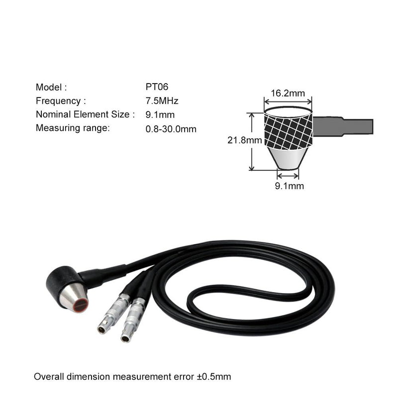 [Australia - AusPower] - YUSHI Ultrasonic Thickness Gauge Small Tube Probe/Transducer Collection（PT-06, 0.03'' to 1.2'', 7.5MHz）with Certificate PT-06 