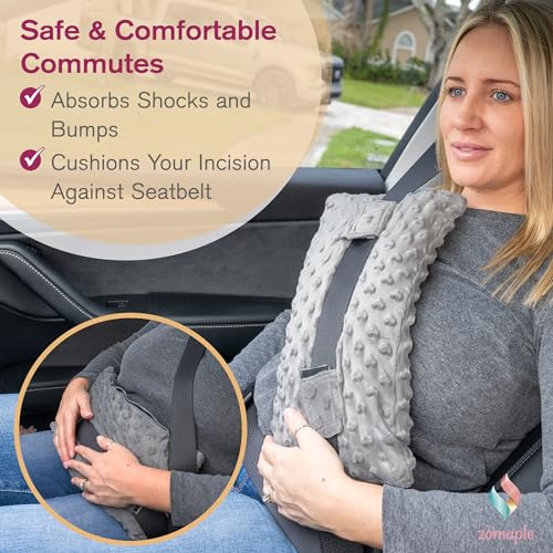 Zomaple Mastectomy Pillow - Post Surgery Pillow, Mastectomy Recovery Must Haves, Breast for After Heart Surgery, Reduction & Augmentation Patients Sleeping, Recovery Seatbelt Protection-Surgery Gift Charcoal Grey