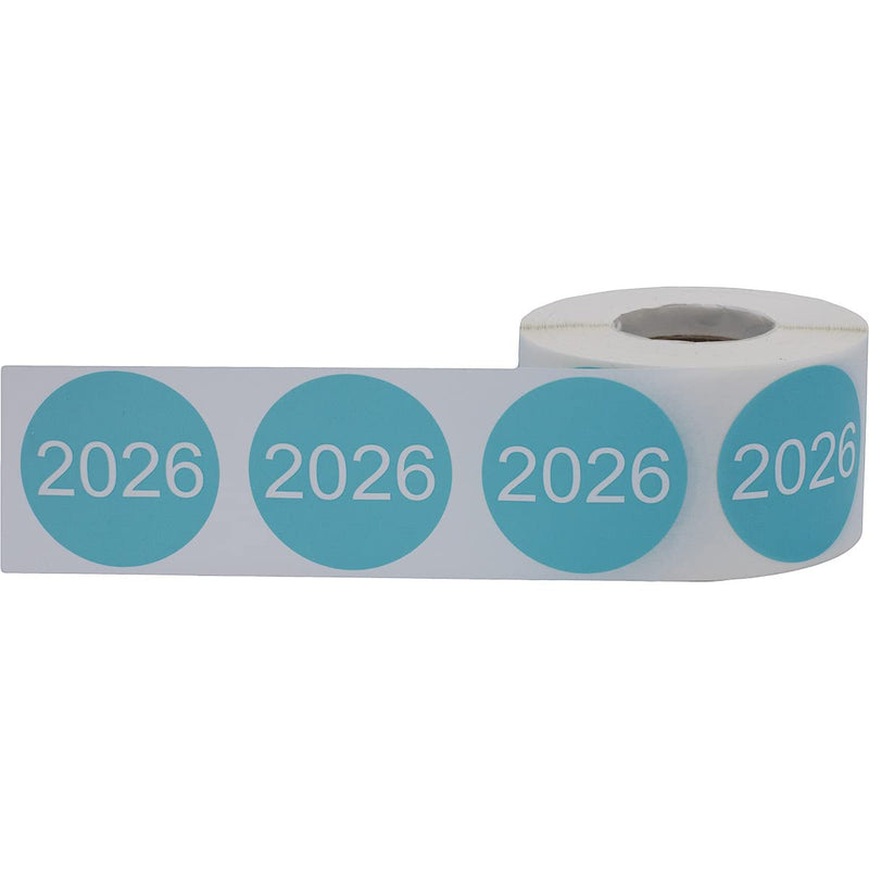 InStockLabels 2026 Year Stickers (Teal) - 1.5", 500 Round Stickers Per Roll Round Labels for File Folders, End of Year Organization, Office & Home Use Teal