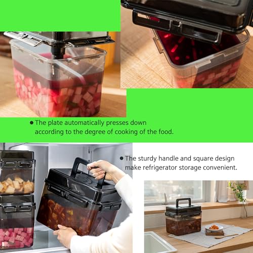 SMART Automatic Press Plate Food Storage Container for Kimchi Sauerkraut Pickle Fermentaion/Airtight Lid Food Storage Container for Preserved Food Bulk Fermentation (12L / 3.2 gal) 12 L