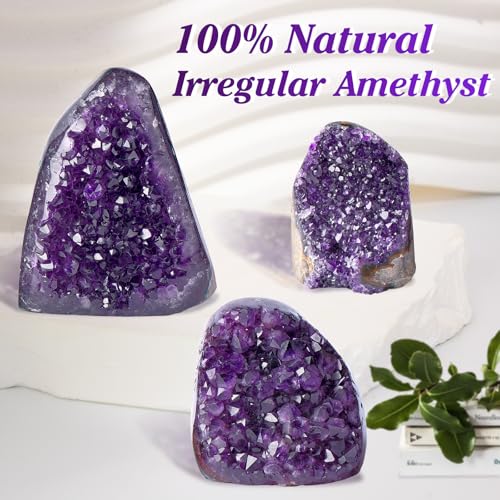 Amethyst Crystal Cluster - Raw Amethyst Stones, Gemstones, Healing Crystals Rock, Mineral Geode Amethyst Rocks Stones Energy Balancing Gemstones Gifts for Women Men 300g