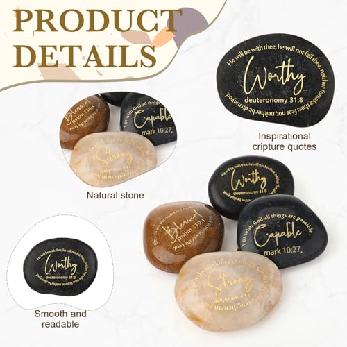 Geelin 4 Sets Scripture Stones with Bible Verse Engraved Rocks,Classic Classic