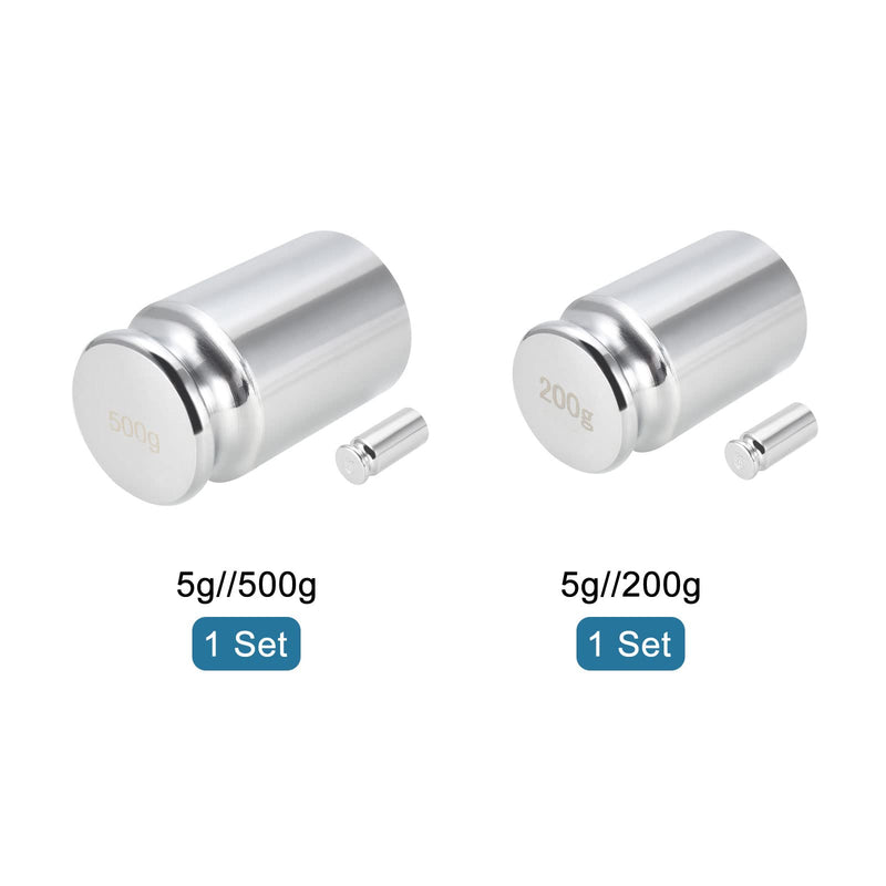 [Australia - AusPower] - uxcell Gram Calibration Weight Set 5g 200g 500g M1 Precision Chrome Plated Steel for Digital Balance Scales 