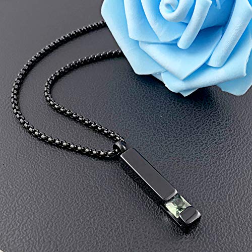 Birthstone Cuboid Locket Urn Necklaces for Ashes Cremation Jewellery Urns for Human Ashes Memorial Urn Keepsake Pendant August