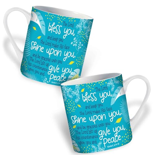 Christian Mug with Gift Box, Bless You (Teal), Bible Verse Numbers 6:24-26