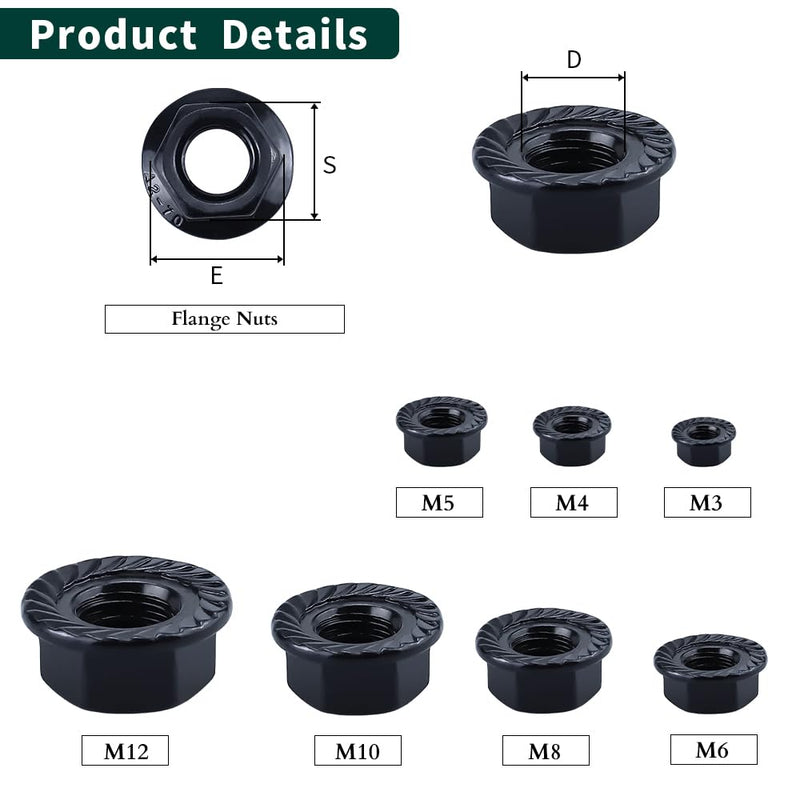 [Australia - AusPower] - M5-0.8 Hex Head Serrated Flange Nuts, 304 Stainless Steel 18-8 Hexagon Head Flange Nuts for Home Automotive DIYer, Black Oxide Finish, Hex Drive, 50 PCS M5-0.8 