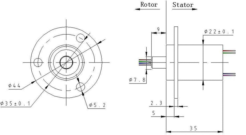 Taidacent 3 Wires 4 Wires 5A 10A 15A 30A Electrical Slip Ring Collector Ring Rotary Electrical Contact Joint Rotary Connector Commutator (3 Wires 15A Diameter 22mm) 3 Wires 15A Diameter 22mm