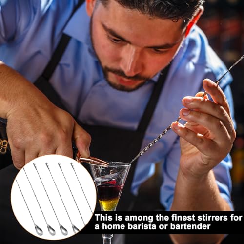18 Pcs Silver Bar Spoons Bulk, 12 Inch Stainless Steel Spiral Pattern Mixing Spoons Long Handle Cocktail Spoon for Coffee, Cocktail, Iced Tea